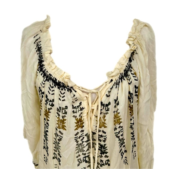 NWT RAGA Antalya Blouse Sugar Cookie Tunic Boho Flowy Tassels Festival Oversized - Picture 5 of 11